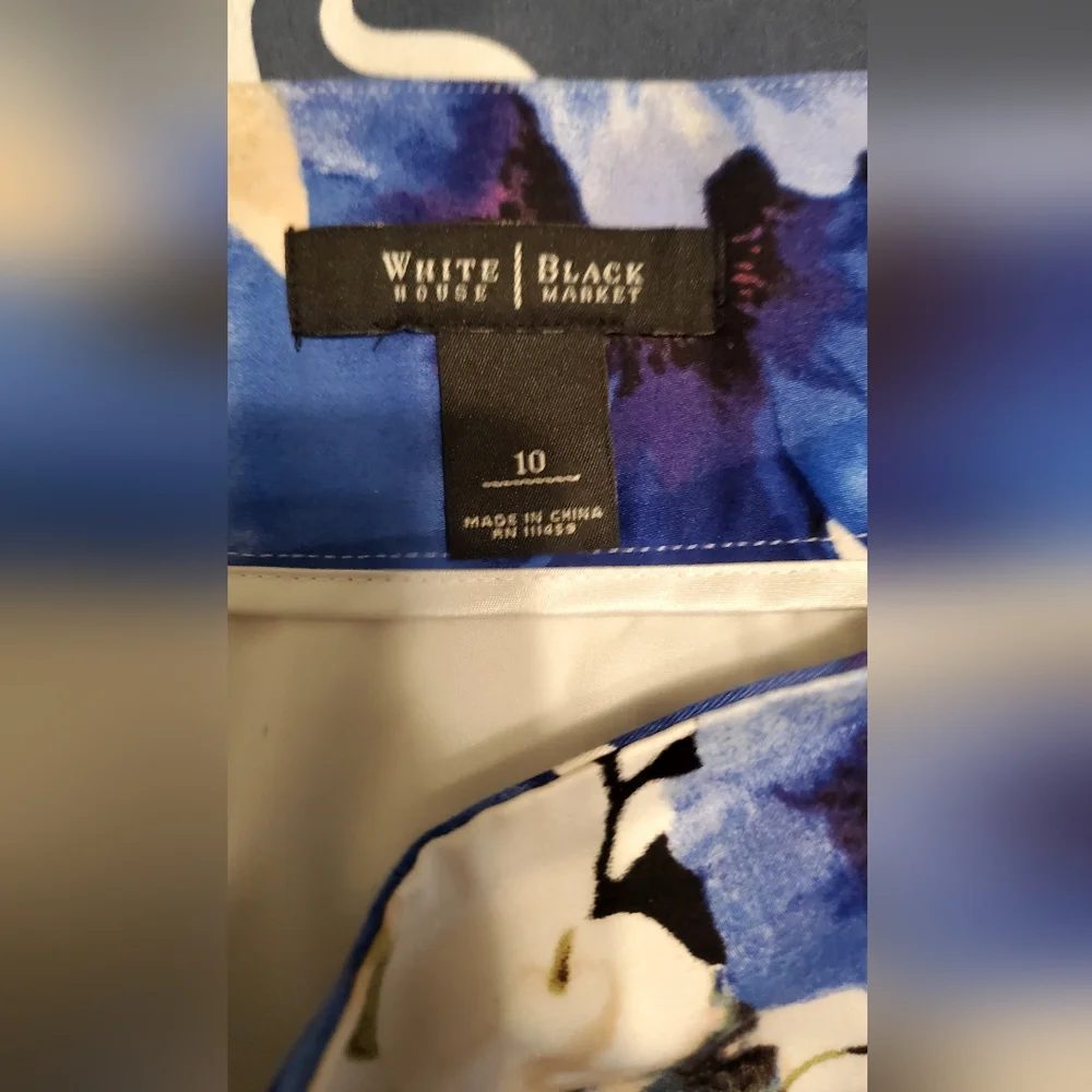 White House Black Market Blue and Purple Floral A-Line Skirt